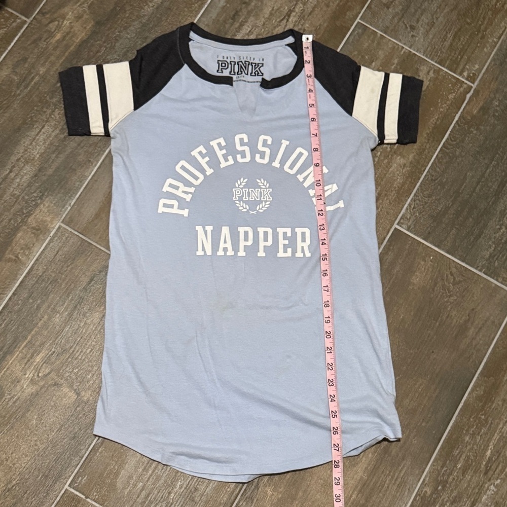 PINK Victoria's Secret Light Blue and Black Pajama Top - Picture 8 of 8